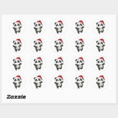 Sticker Rond Panda Christmas Winter Animaux Pandas Classic Roun (Feuille)