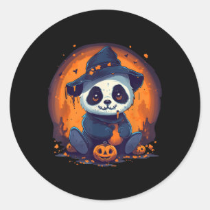 Sticker Rond Panda Citrouille Panda Halloween