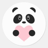 Sticker Rond Panda Coeur Rose (Devant)