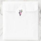 Sticker Rond Panda comme coiffeur avec peigne (Sac)