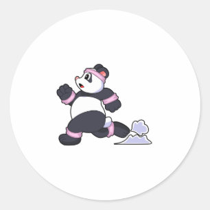 Sticker Rond Panda comme coureur à la course