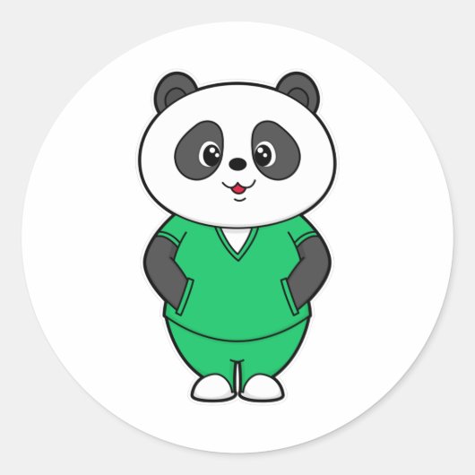 Sticker Rond Panda comme infirmière avec fumée (Devant)