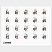 Sticker Rond Panda comme infirmière avec seringue (Feuille)