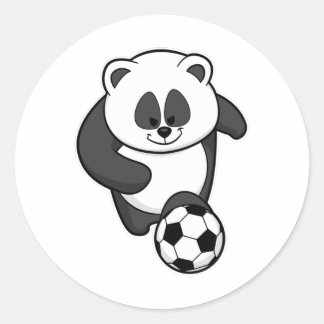 Sticker Rond Panda comme joueur de football à Soccer