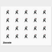 Sticker Rond Panda comme Ninja en costume (Feuille)