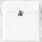 Sticker Rond Panda comme randonneur avec sac à dos (Sac)