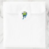 Sticker Rond Panda comme Saut à ski avec Ski (Sac)