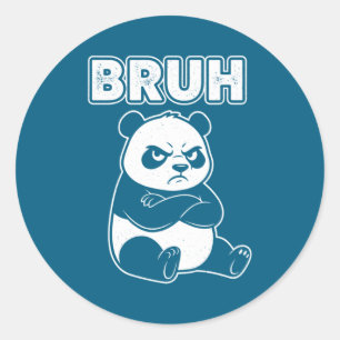 Sticker Rond Panda Cool Bruh Hommes Femmes Enfants Adolescents