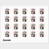 Sticker Rond Panda Cool Été Glace Enfant (Feuille)