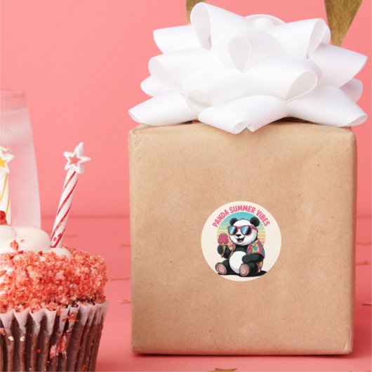 Sticker Rond Panda Cool Été Glace Enfant (Fête)