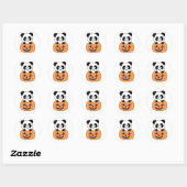 Sticker Rond Panda Dans Les Pandas Douces Citrouilles De Joyeux (Feuille)