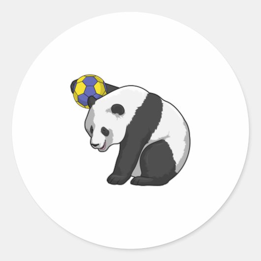 Sticker Rond Panda dans les sports de handball (Devant)