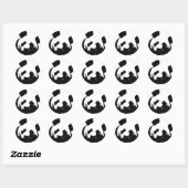 Sticker Rond Panda d'art noir blanc (Feuille)