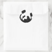 Sticker Rond Panda d'art noir blanc (Sac)