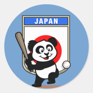 Sticker Rond Panda de baseball au Japon