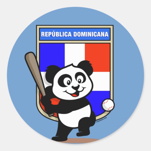 Sticker Rond Panda de baseball République Dominicaine (Devant)
