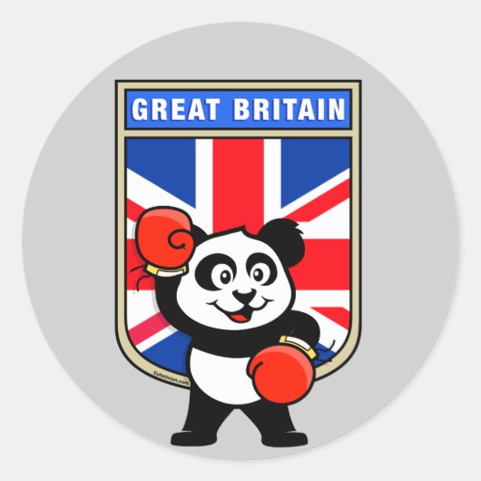 Sticker Rond Panda de boxe britannique (Devant)