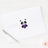 Sticker Rond Panda de coeur pourpre (Enveloppe)