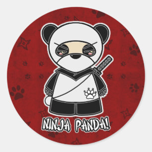 Sticker Rond Panda de Ninja ! Dans l'autocollant rouge