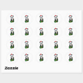 Sticker Rond Panda de Noël (Feuille)