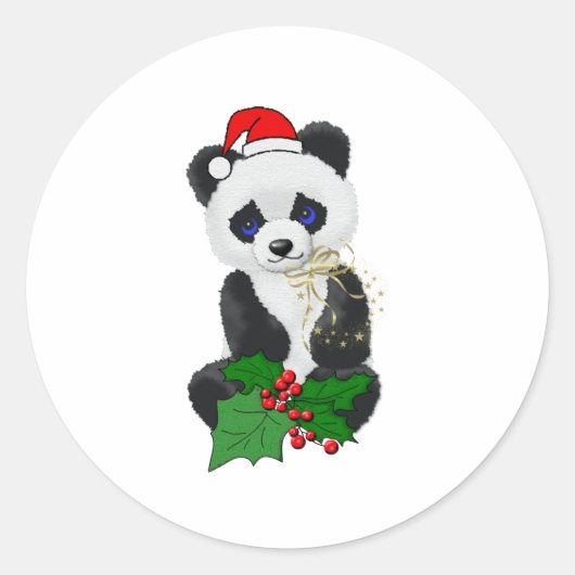 Sticker Rond Panda de Noël (Devant)