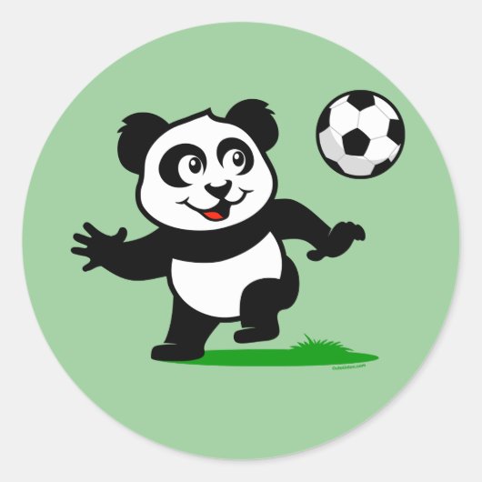 Sticker Rond Panda de soccer mignon (Devant)