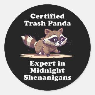 Sticker Rond Panda Déchets Certifié Mignonne Kawaii Raccoon