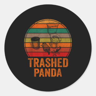 Sticker Rond Panda Dégradé Drôle de Raton Laveur Ivre Vintage D