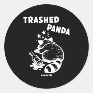 Sticker Rond Panda Dévasté Gueule de Bois Réseaux Sociaux Fou I