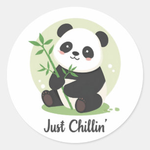 Sticker Rond Panda drôle et relaxant