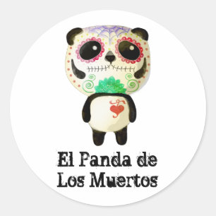 Sticker Rond Panda du Jour des morts