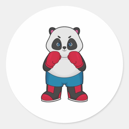 Sticker Rond Panda en boîte avec gants de boxe (Devant)