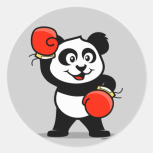 Sticker Rond Panda en boîte mignonne