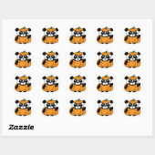 Sticker Rond Panda en costume Citrouille mignon (Feuille)