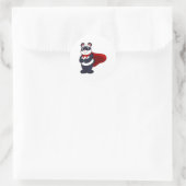 Sticker Rond Panda en héros avec Masque et Cap (Sac)