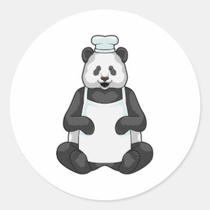 Sticker Rond Panda en tant que chef avec casquette Cuisine
