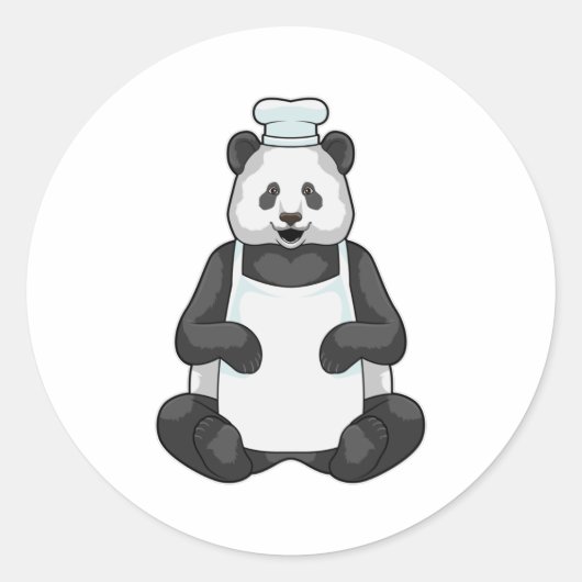 Sticker Rond Panda en tant que chef avec casquette Cuisine (Devant)