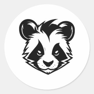 Sticker Rond Panda Essence en noir et blanc