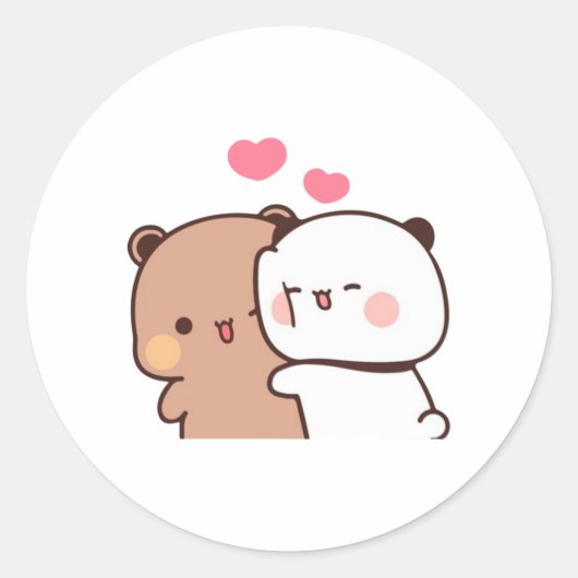 Sticker Rond Panda Et Brownie Bear Couple (Devant)