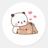Sticker Rond Panda Et Brownie Bear Couple (Devant)