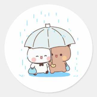 Sticker Rond Panda Et Brownie Bear Couple