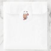 Sticker Rond Panda Et Brownie Bear Couple (Sac)