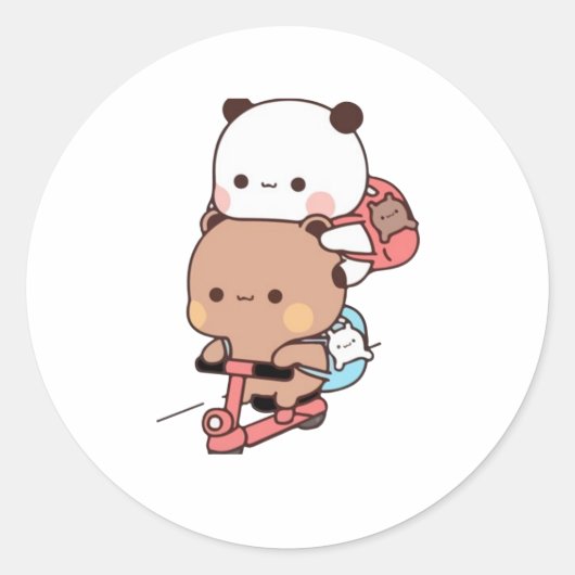 Sticker Rond Panda Et Brownie Bear Couple (Devant)