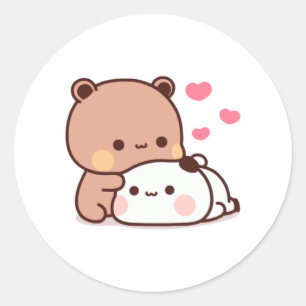 Sticker Rond Panda Et Brownie Bear Couple