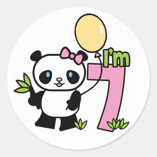 Sticker Rond Panda Girl 7e anniversaire (Devant)