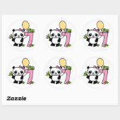 Sticker Rond Panda Girl 7e anniversaire (Feuille)