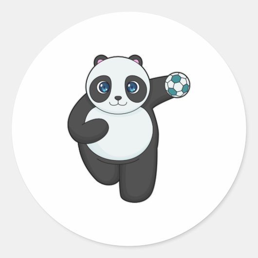 Sticker Rond Panda Handball player Handball (Devant)