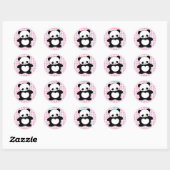 Sticker Rond Panda Kawaii (Feuille)