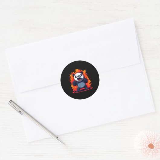 Sticker Rond Panda Looking Angry Graphic Funny Panda Kawaii (Enveloppe)