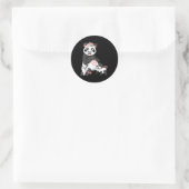 Sticker Rond Panda Mama Ours Deux Cubs Floral Love (Sac)